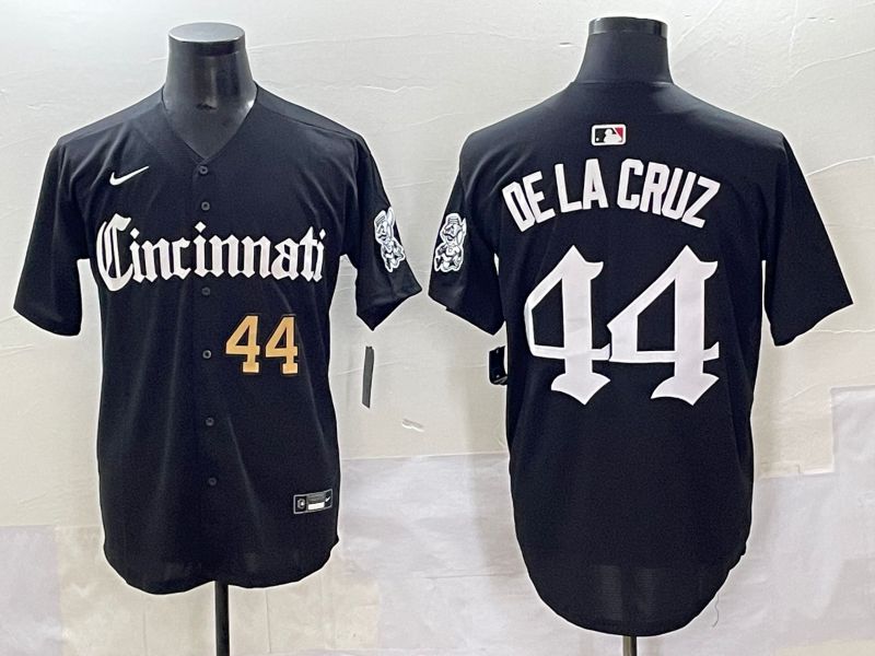 Men 2025 Cincinnati Reds #44 Delacruz Black Five generations Joint Name Nike MLB Jersey style 6->cincinnati reds->MLB Jersey
